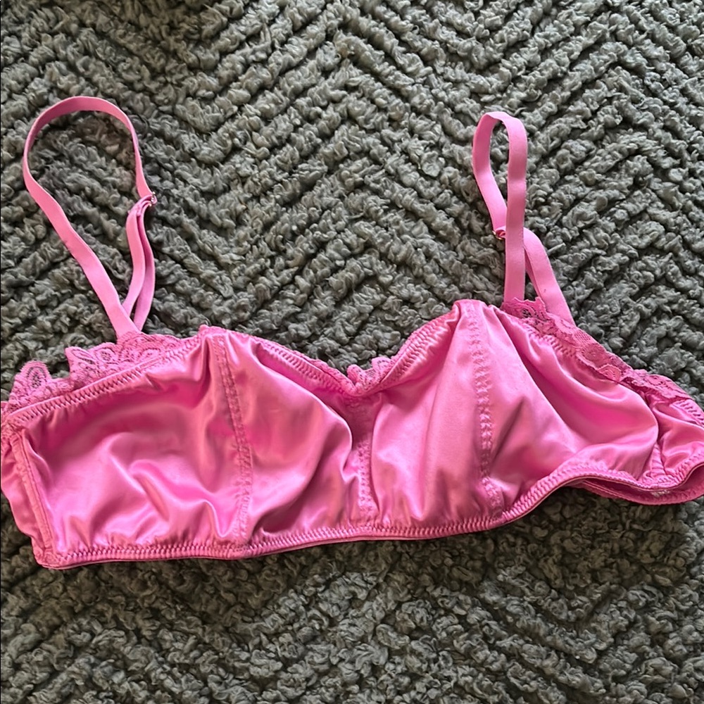Pink Lace Trim Bralette